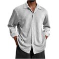 thumbnail image 2 of Yuyuzo Mens Dress Shirts Long Sleeve Button down Blouses Casual Dressy Textured Work Party Tops, 2 of 4