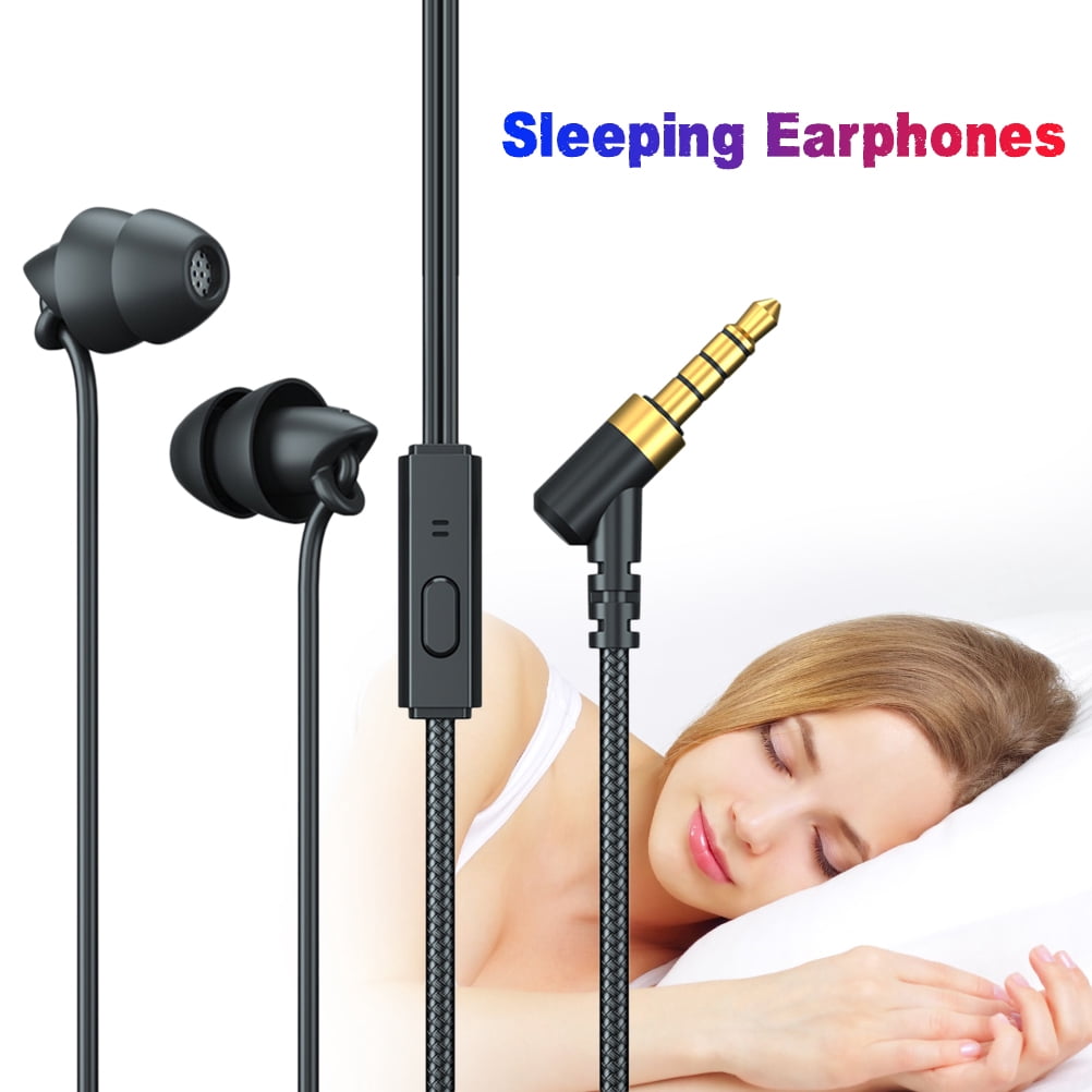 Earbuds In Ear Earphones Stereo Sleeping Earbuds with Microphone Noise Cancelling Earphones 3.5mm Wired Headset for MP3 Phones