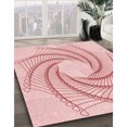 thumbnail image 3 of Ahgly Company Machine Washable Indoor Round Transitional Pink Bubble Gum Pink Area Rugs, 5' Round, 3 of 7