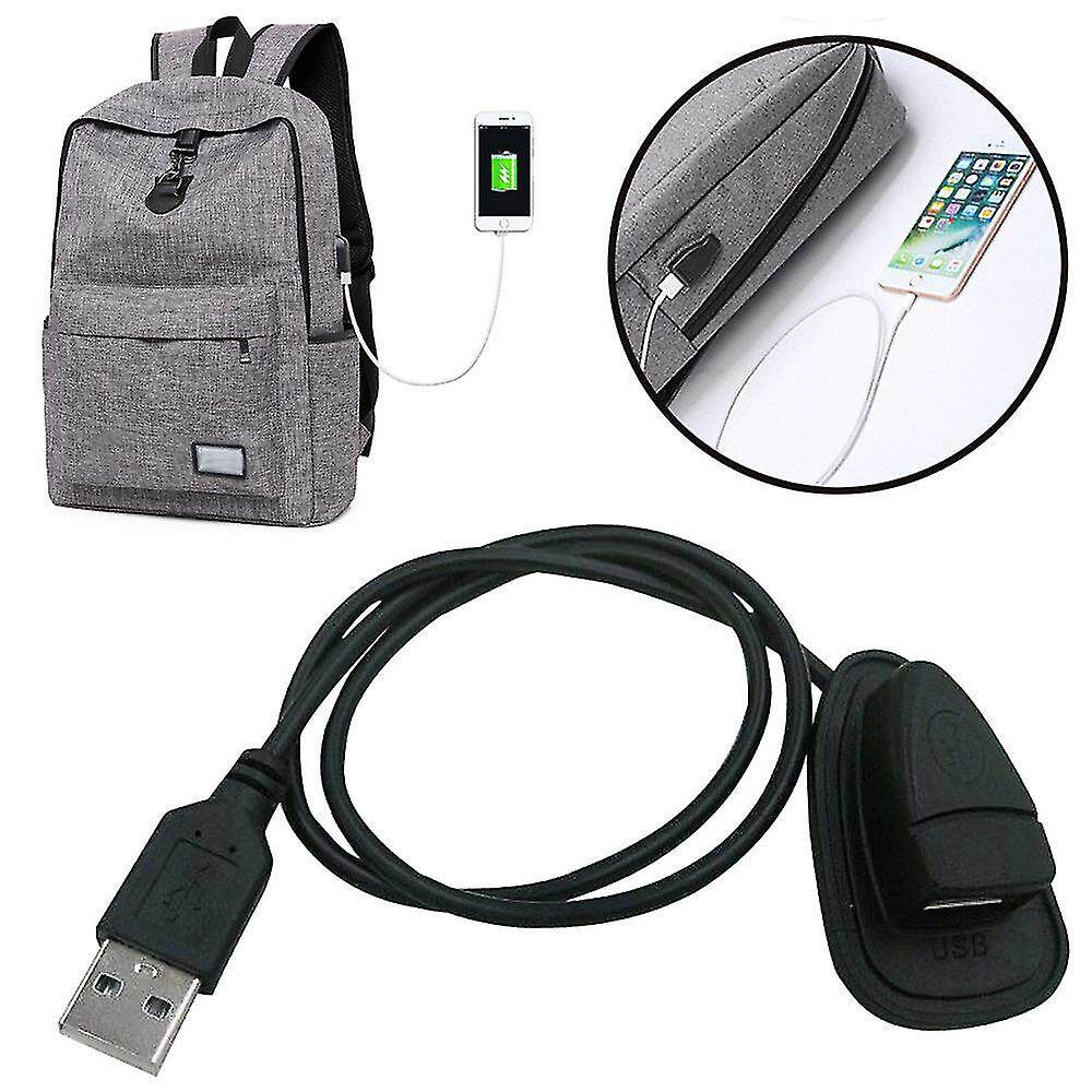 Black Backpack External Usb Charging Interface Adapter Charging Cable