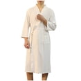 thumbnail image 1 of HNMKIU Plus Size Pajamas Unisex Pocket Breathable Knee Length Bathrobe Splicing Soft Sleepwear SPA Robe, 1 of 4