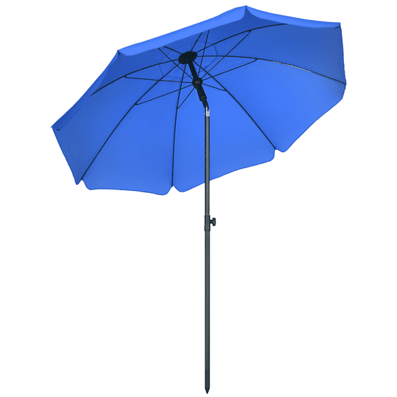 Outsunny 6ft Outdoor Beach Umbrella w/ Tiltable UV50+ Canopy, Blue