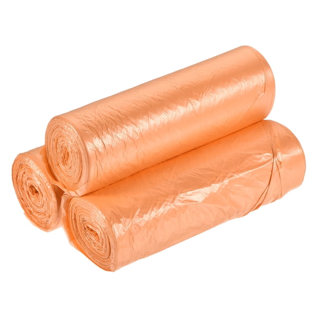 Unique Bargains 2-4 Gallon Small Trash Bags Garbage Waste Basket Liners Orange, 60 Counts / 3 Rolls
