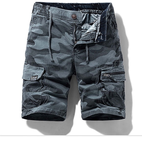 Men's Camo Cargo Shorts Casual Multi Pocket Cargo Pants Outdoor Loose Straight Leg Shorts Pants