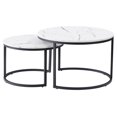 thumbnail image 3 of CorLiving Fort Worth White Faux Marble Finish Engineered Wood Round Indoor Nesting Coffee Tables with Black Steel Base, 3 of 8