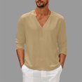 thumbnail image 2 of GigrtiJin Mens Long Sleeve T-Shirt Casual Fall V Neck Solid Color Tops Blouses Plus Size Basic Pullover Undershirt, 2 of 6