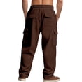 thumbnail image 3 of Styesk Men's Pants Men's Solid Color Casual Elastic Waistband Drawstring Pocket Workwear Pants, 3 of 7