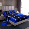 thumbnail image 1 of Erosebridal Abstract Honeycomb Sheet Set Full, Neon Geometric Bedding Sets Full Size, Blue, 4-Piece, 1 of 7