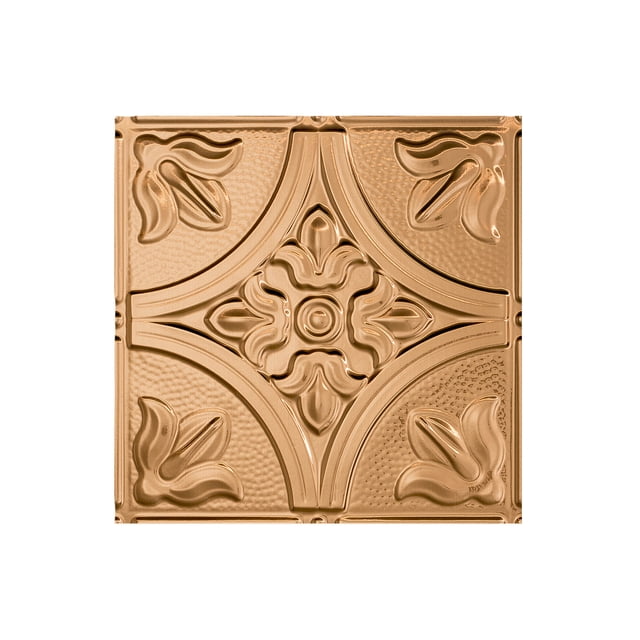 Fasade Easy Installation Traditional 2 Polished Copper Glue Up Ceiling Tile/ Ceiling Panel (12" X 12" Sample)