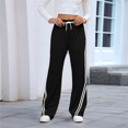 thumbnail image 4 of Pantalon de Survêtement à Jambe Grand pour Femme, Décontracté, Taille Haute, Droit, Joggers à Cordon de Serrage avec Poches, 4 of 9