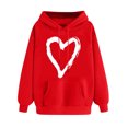 thumbnail image 1 of Plebaso Sweat à Capuche pour Femmes Mignon Cœur Manches Longues Décontracté avec Poches, 1 of 5