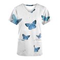 thumbnail image 4 of EGNMCR Sarraus pour Femmes Mode pour Femmes Col en V Imprimé Manches Courtes Poche Combinaison Haut Cadeaux pour Femmes, 4 of 4