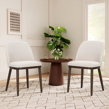 MALOL Modern Dining Chairs Set of 2, Fabric Side Dining Room Chairs with Wood Legs for Kitchen Dining Room Restaurant ,Beige