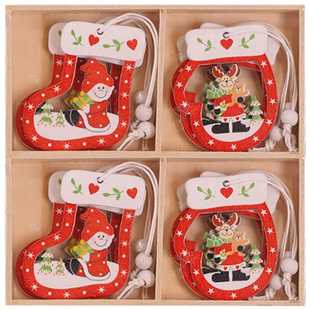 Coxeer Christmas Tree Decoration Wooden 12PCS Hanging Embellishments Xmas Tree Ornament