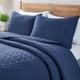 thumbnail image 4 of Peace Nest Premium Damask Pattern Reversible Coverlet Set 100% Soft Microfiber Fabric, Navy, Twin Size, 4 of 5