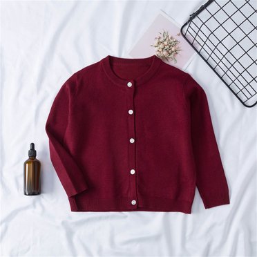 LOVZFMLL Cardigan pour Filles Tout-Petits Enfants Tout-Petits Filles Mode Mignon Couleur à Manches Longues Style Mince Cardigan à Boutons Manteau 18-24 Mois