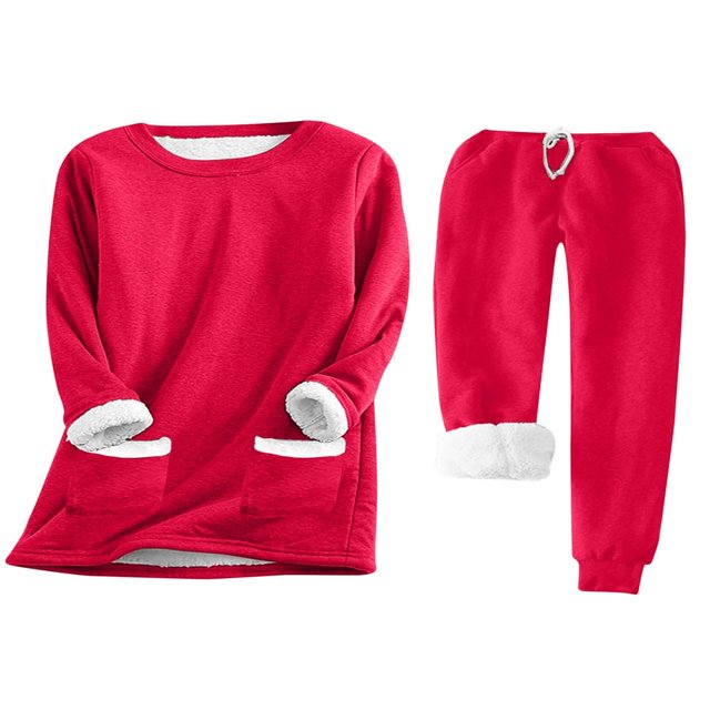 Ladies‘ Cozy Tracksuit Set with Fleece Lined Sweatshirt and Stretchy Sweatpants