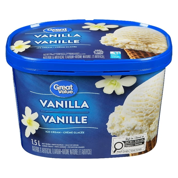 Great Value Vanilla Ice Cream in a Container, 1.5L