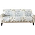 thumbnail image 1 of Patchwork Scalloped Printed Furniture Protector. Stain Resistant Couch Cover. (Sofa, Grey), 1 of 6