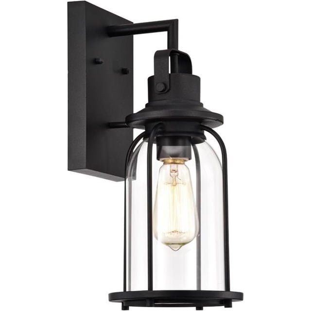 CHLOE Clarke Transitional 1 Light Textured Black Outdoor Wall Sconce 15" Height
