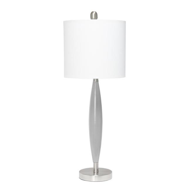 Lalia Home Stylus Table Lamp with White Fabric Shade, Gray