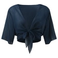 thumbnail image 3 of 2025 Femmes Noué devant Chiffon Tenue de Vacances pour Femmes Manches Courtes Court Cardigan Transparent Plus Boléro, 3 of 4