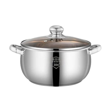 ​​24cm Stainless Steel Stock Pot Double Loop Handles Deep Soup Pot Induction Cooktop-Compatible Even Heat Distribution Family Meal Cooking Pot 9.5 Inch​