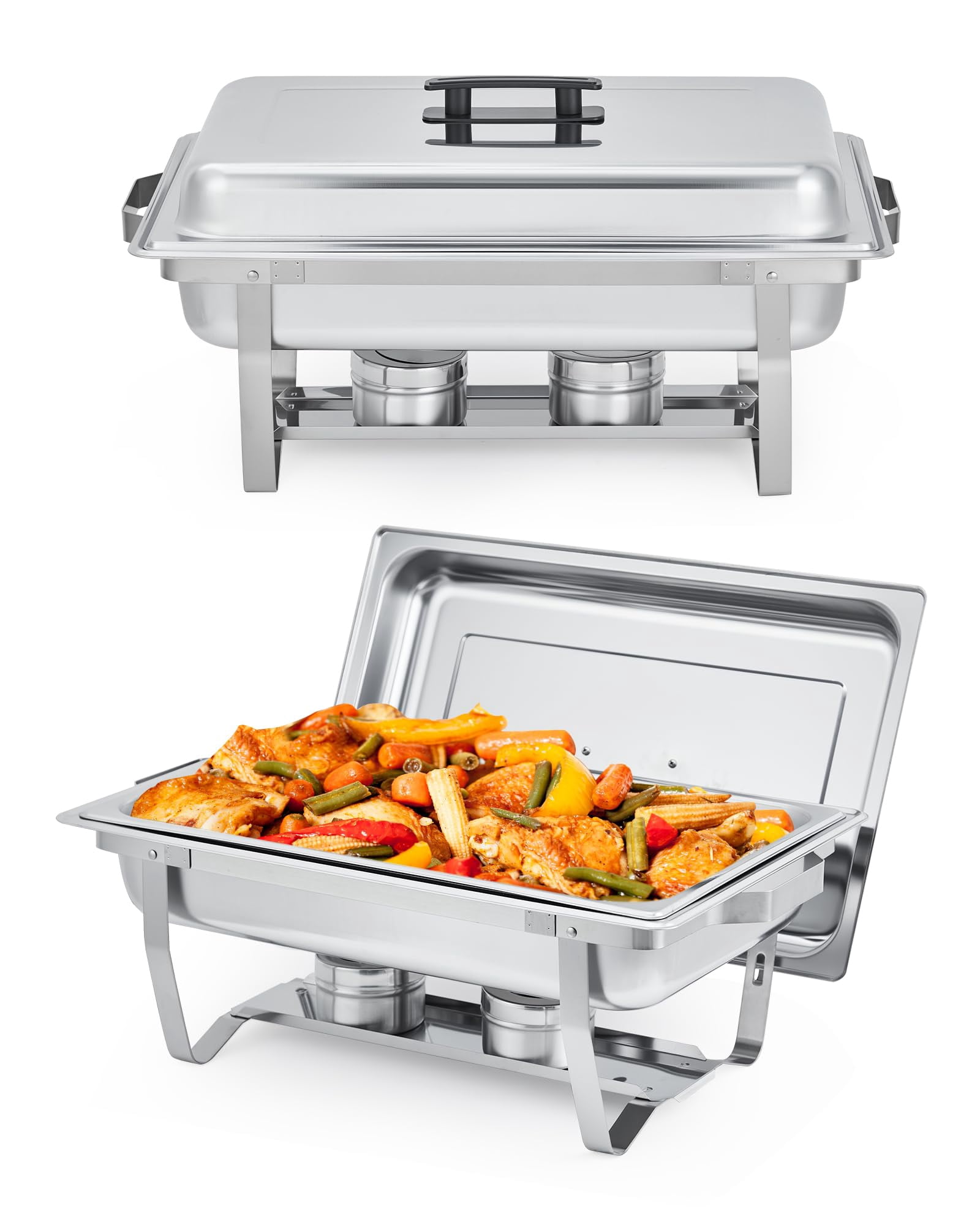 Yiwa Stainless Steel Buffet Chafer, Durable Rectangular Food Warmer with Mirror Finish for Catering, Wedding, Events