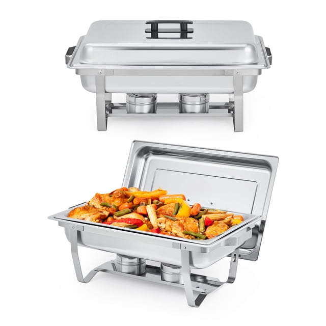 Yiwa Stainless Steel Buffet Chafer, Durable Rectangular Food Warmer with Mirror Finish for Catering, Wedding, Events