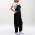 thumbnail image 4 of Combinaison Décontractée Confortable pour Femme, Couleur Unie, avec Poches, Printemps Été, Combinaison Boutonnée Décontractée, Combinaison pour Femme, Noir, m, 4 of 6