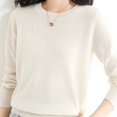 thumbnail image 4 of Duoif Chandails pour Femmes Chandails Légers Tendance pour Femmes Manches Longues Col Rond Léger Doux Tricoté Chandail Blouse Tricotée Chandails pour Femmes Hauts pour Femmes Blanc P, 4 of 5
