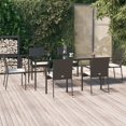 thumbnail image 1 of vidaXL 7 Piece Garden Dining Set with Cushions Black Poly Rattan, 1 of 5