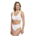 thumbnail image 4 of Carole Martin Full-Freedom Cotton Front Closure Comfort Bra - Wire Free - Stretch Cups - One Size Fits All B, C, and D Style 7276 Set of 2-White 38, 4 of 6