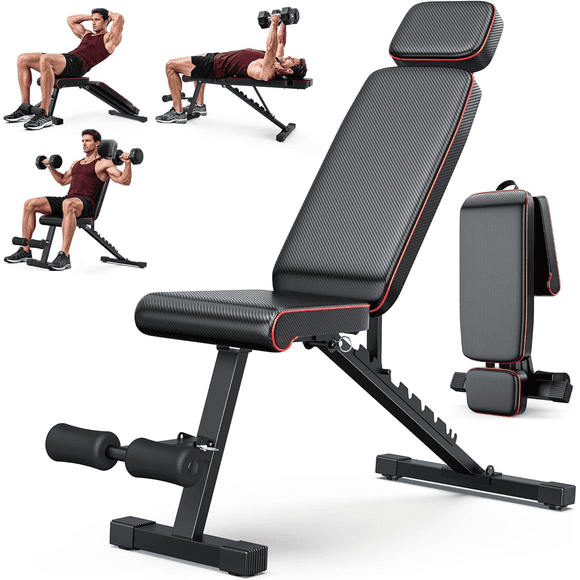 GIKPAL Banc de Musculation à 9 Positions Réglables, Banc d'Entraînement Pliable Banc de Musculation Olympique pour Entraînement de Force du Corps Complet à la Maison, Supporte jusqu'à 800 Lb