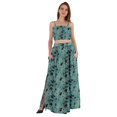 thumbnail image 1 of Bimba 2 Pcs Robe de Plage Aguichant pour Femmes Imprimée Smockée Crop Top & Longue Jupe Ensemble, 1 of 7
