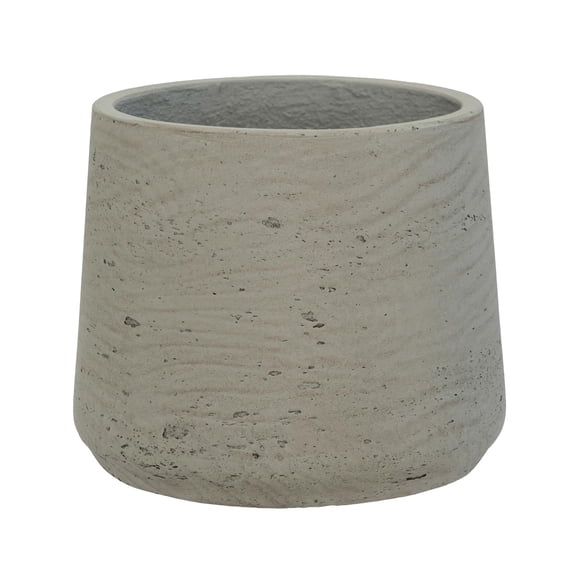 Pottery Pots Grey Washed Planter Fiberstone Indoor and Outdoor Flower Pot 8" H x 9" W