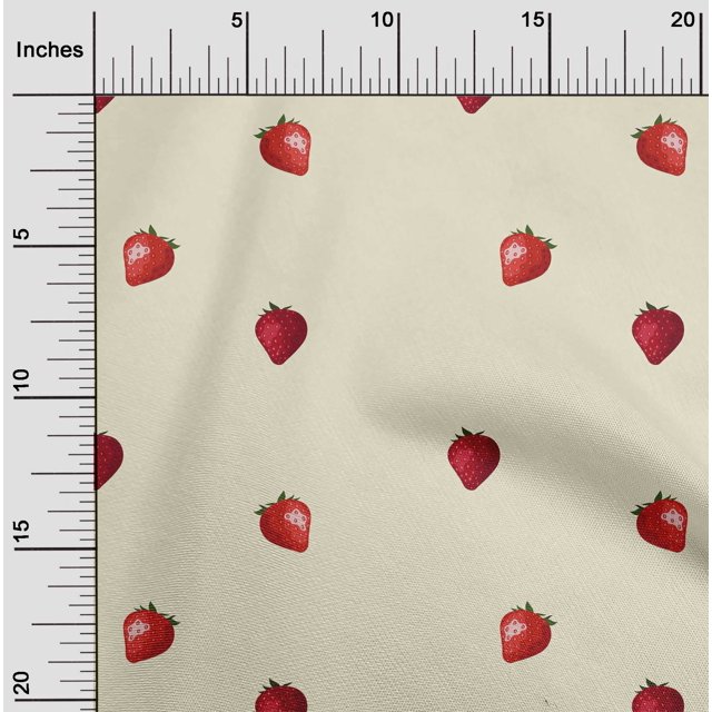 oneOone Polyester Lycra Fabric Strawberry Fruit Fabric Prints by Yard 56 Inch Wide