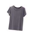 thumbnail image 2 of Weiqiqre T-Shirt à Col Rond pour Femme à Manches Courtes Ajusté T-Shirt Mince Uni Haut de Pyjama Pyjama à Manches Courtes, 2 of 8