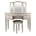 thumbnail image 2 of Poundex Furniture Wood Vanity Set with Mirror and Stool in Cherry Color, 2 of 5
