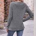 thumbnail image 4 of Pompotops Women's Solid Round Neck Stripe Brushed Bottom Solid Button T-shirt Top Clearance, 4 of 7