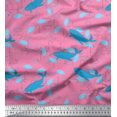 thumbnail image 1 of Soimoi Moss Georgette Fabric Fishing Hook,Fish & Whale Ocean Decor Fabric Printed Yard 42 Inch Wide, 1 of 3