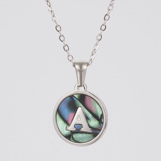 Colliers, Collier Lettre Coquille Mignonne pour Filles, Pendentifs Pièce pour Filles en Acier Inoxydable Colliers Initiale pour Femmes Bijoux Rond