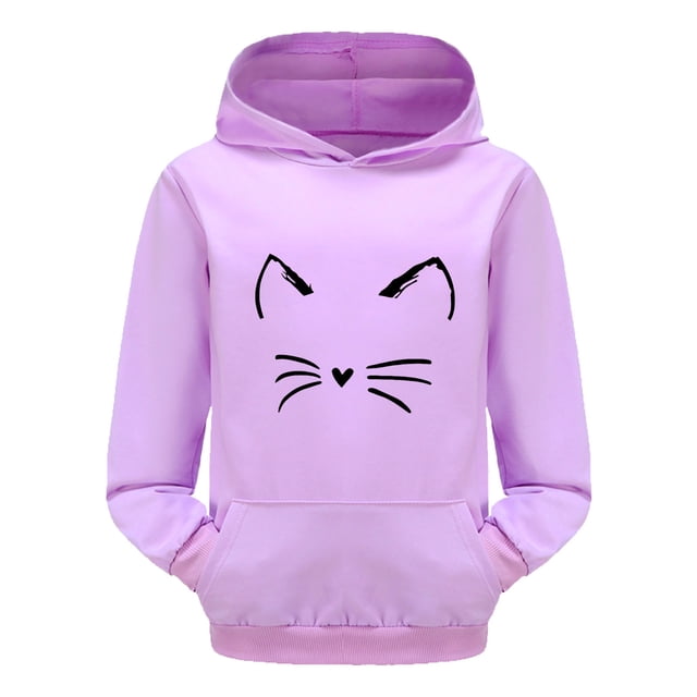 PMVFHDE Liquidation Chandails à Col Rond Filles Enfant Tout-Petit Garçons Filles Manches Longues Imprimés de Dessins Animés Chaud Chandail à Capuchon Chandail Hauts Tenues pour Enfants Survêtement Violet,110