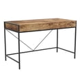 thumbnail image 1 of Safdie & Co. Computer Desk 49L Brown Reclaimed Wood 2 Drawers Black Metal, 1 of 4