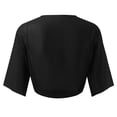 thumbnail image 5 of Lot de 2 (Noir 1 Pce et Beige 1 Pce) Multipack Kimono Cardigan Femme à Nouer devant Chiffon Long Portefeuille Manches Courtes Court Boléro Transparent Cardigan, 5 of 5
