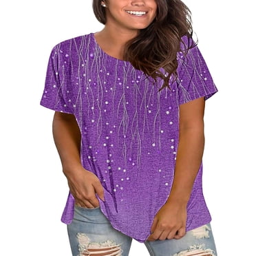 Seductiva Women's Short Sleeve T-Shirt Sale Clearance 2025 Plus Size Round Neck Short Sleeve T Shirt for Women; Summer Loose T Shirt Casual Top.
