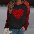 thumbnail image 2 of Penkiiy T-Shirts de la Saint-Valentin pour Femmes Col Rond Manches Longues Décontracté Cœur T-Shirt 3TG Rouge, 2 of 4