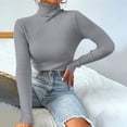 thumbnail image 1 of Aqestyerly Chandails à Col Montant pour Femmes Mode Femmes Uni Manches Longues Chandail Col Roulé Décontracté Hauts HWRETIE, 1 of 8