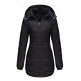 thumbnail image 3 of Innerwin Hooded Coats Solid Color Women Down Winter Long Sleeve Lightweight Puffer Jacket Black L, 3 of 7