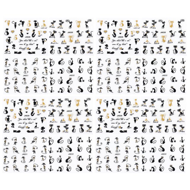 16Pcs Nail Art Autocollants 3D Autocollant Adorable Animal Modèle Autocollant